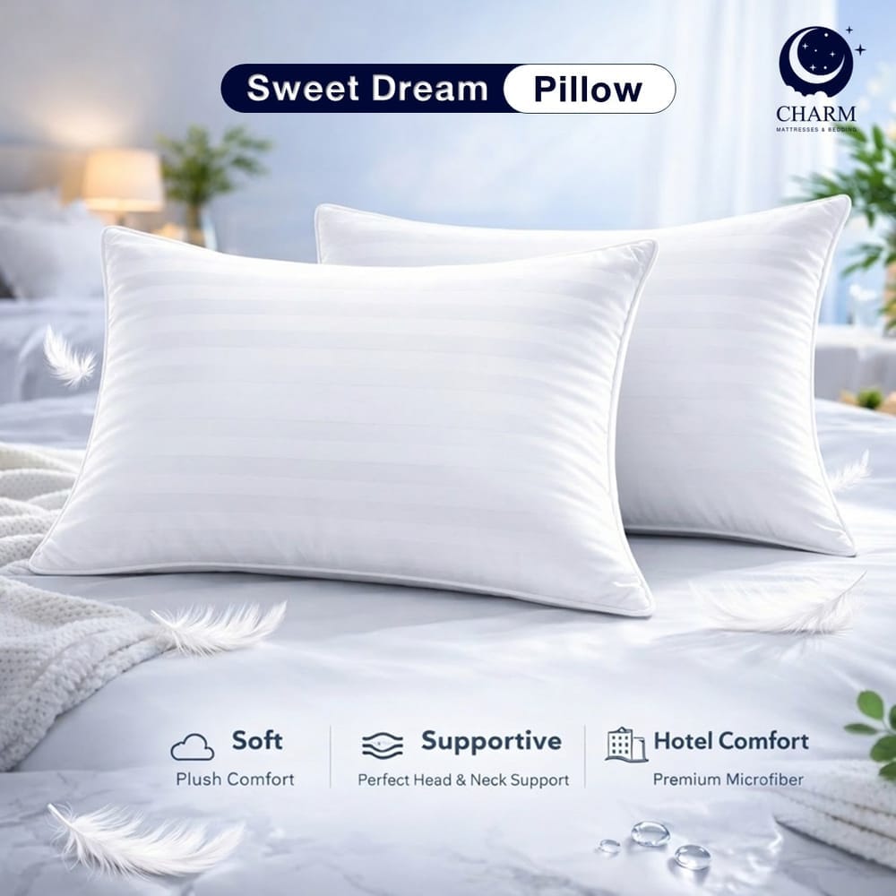 หมอนหนุน CHARM SWEET DREAM แพ็คคู่ (2 ใบ) นุ่มเด้ง สไตล์โรงแรม ขนาด 19X29 นิ้ว 1,000 กรัม